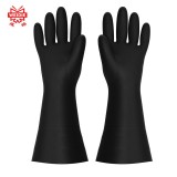 威蝶 40cmA-1黑色标准中厚劳保手套乳胶防水防污耐磨耐酸碱加长防护手套 中厚