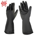 威蝶 34cmA-2乳胶手套防水防污耐磨耐酸碱防腐蚀防护黑色标准厚劳保手套